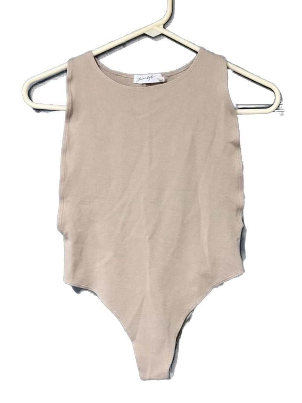 The Line by K Sola Sleeveless Muscle Bodysuit in Beige